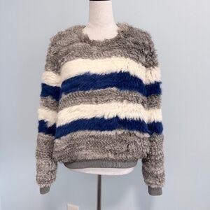 April, May Women’s Rabbit fur stripped knitted jumper Sweater Size S